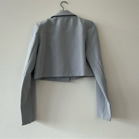 Princess Polly Light Gray Cropped Blazer - Picture 2 of 4